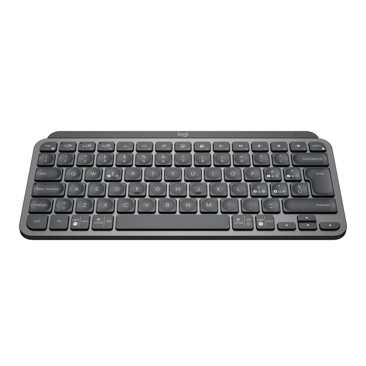 Logitech MX Keys Mini Tastiera Illuminata Wireless, Minimal, Compatta, Bluetooth, Retroilluminata, USB-C, Compatibile con Apple macOS, iOS, Windows, Linux, Android, in Metallo [920-010488]