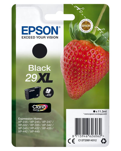 Epson Strawberry Singlepack Black 29XL Claria Home Ink [C13T29914012]