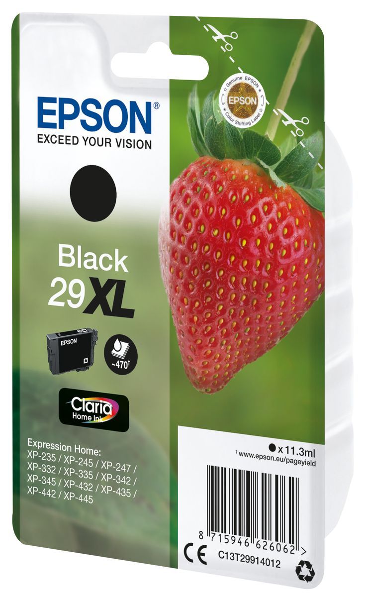 Epson Strawberry Singlepack Black 29XL Claria Home Ink [C13T29914012]