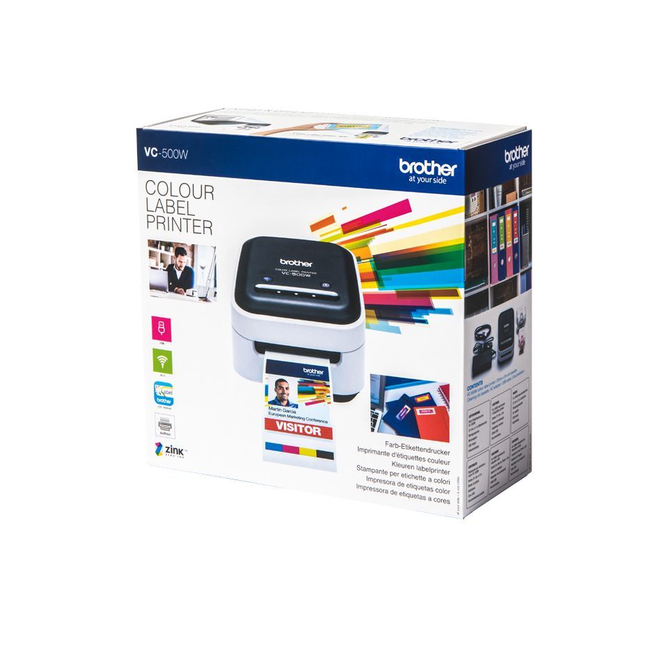 Brother VC-500W stampante per etichette (CD) ZINK (Zero-Ink) A colori 313 x 313 DPI 8 mm/s CZ Wi-Fi [VC500WZ1]