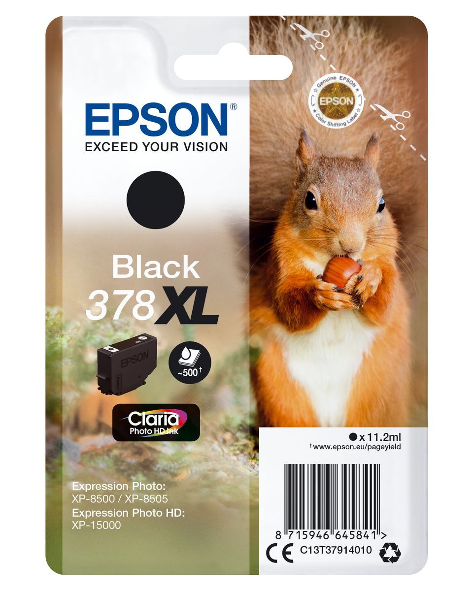 Epson Squirrel Inchiostro nero singolo Claria Photo HD Scoiattolo 378XL [C13T37914010]