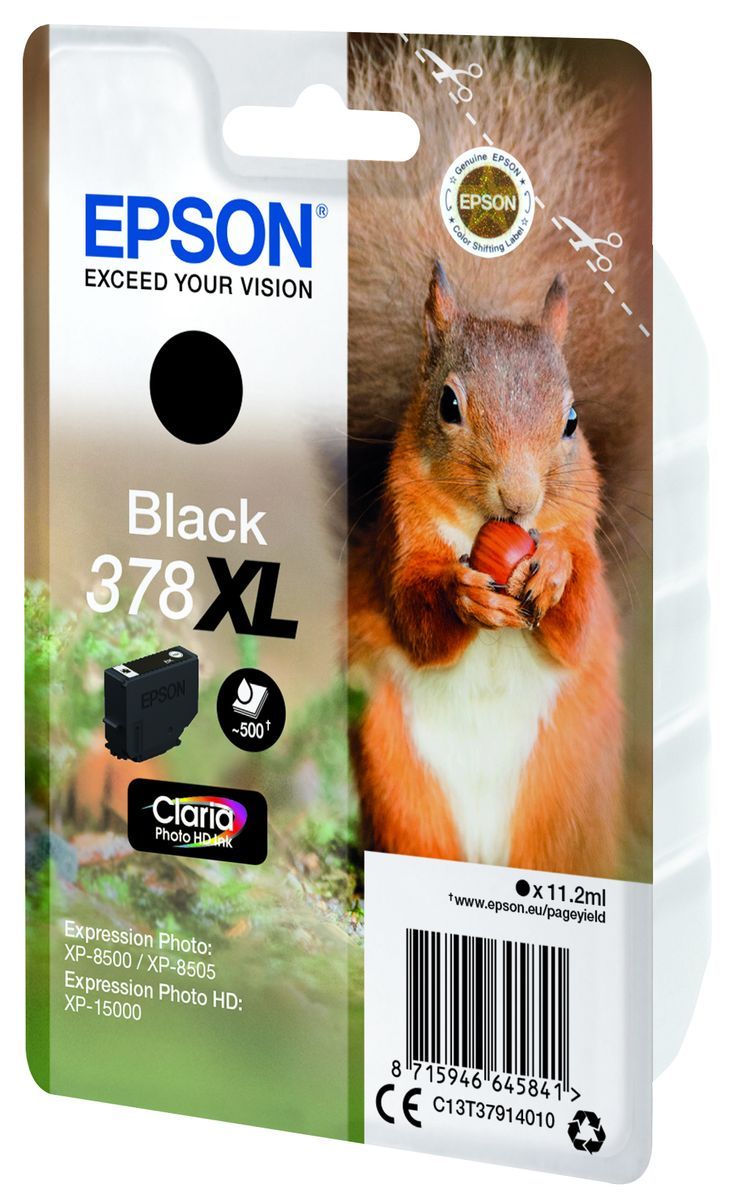 Epson Squirrel Inchiostro nero singolo Claria Photo HD Scoiattolo 378XL [C13T37914010]