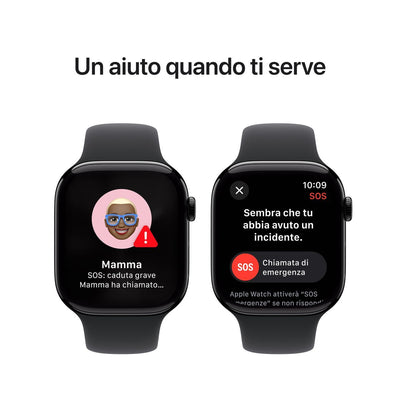 Apple Watch Series 10 Serie 10 GPS 46mm Cassa in Alluminio color Jet Black con Nero Sport Band - M/L [MWWQ3QL/A]