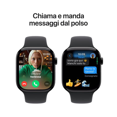 Apple Watch Series 10 Serie 10 GPS 46mm Cassa in Alluminio color Jet Black con Nero Sport Band - M/L [MWWQ3QL/A]
