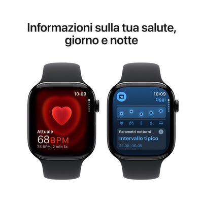 Apple Watch Series 10 Serie 10 GPS 46mm Cassa in Alluminio color Jet Black con Nero Sport Band - M/L [MWWQ3QL/A]