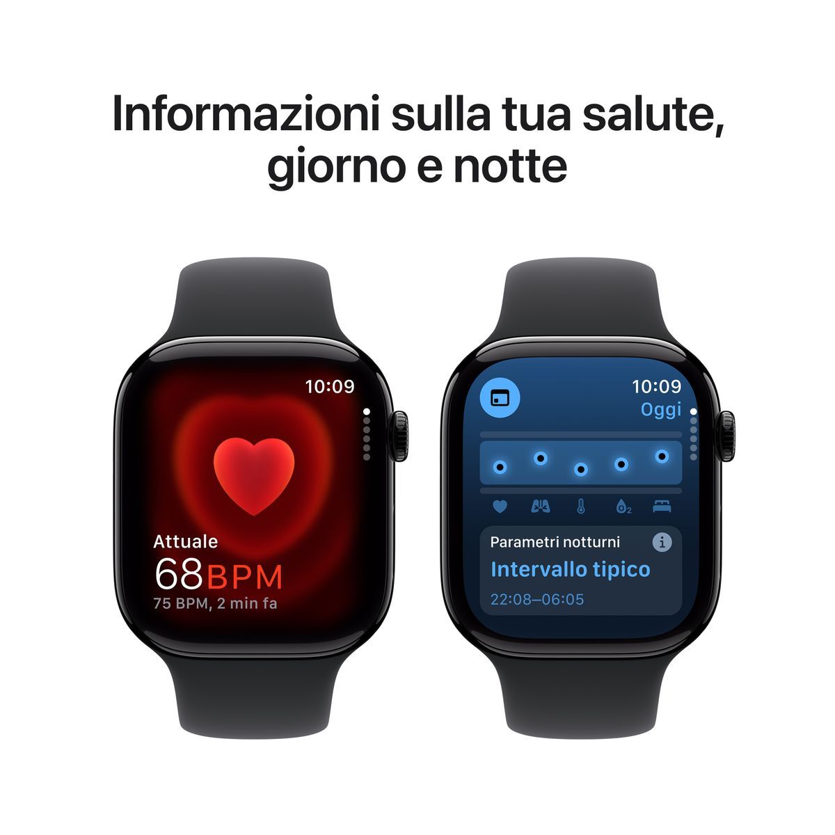 Apple Watch Series 10 Serie 10 GPS 46mm Cassa in Alluminio color Jet Black con Nero Sport Band - M/L [MWWQ3QL/A]