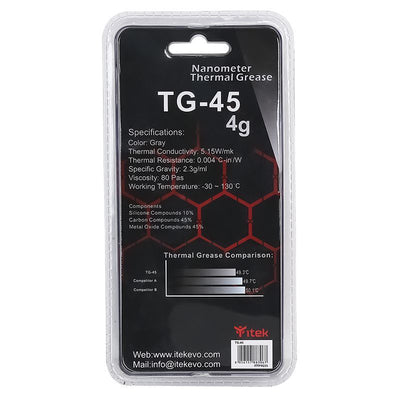 itek TG-45 compontente del dissipatore di calore Pasta termica 5,15 W/mK 4 g [ITTP4G5S]