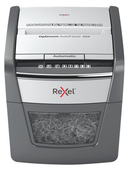 Rexel Distruggidocumenti automatico Optimum AutoFeed 45X con taglio a frammenti [2020045XEU]