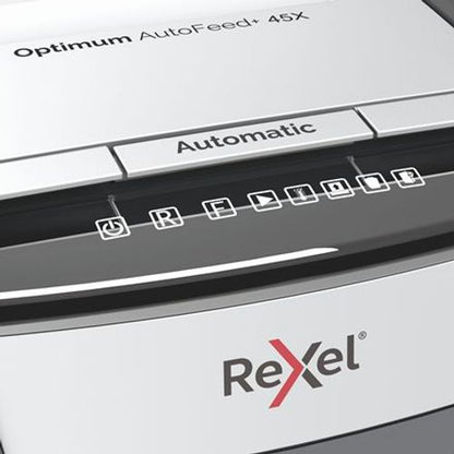 Rexel AutoFeed 45X distruggi documenti Triturazione incrociata 55 dB Nero, Argento [2020045XEU]