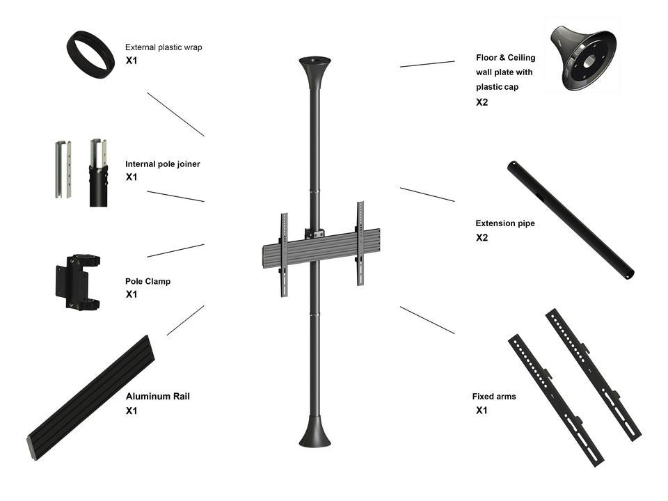 ITB MB3620 Supporto per display espositivi 165,1 cm (65") Nero [MB3620]