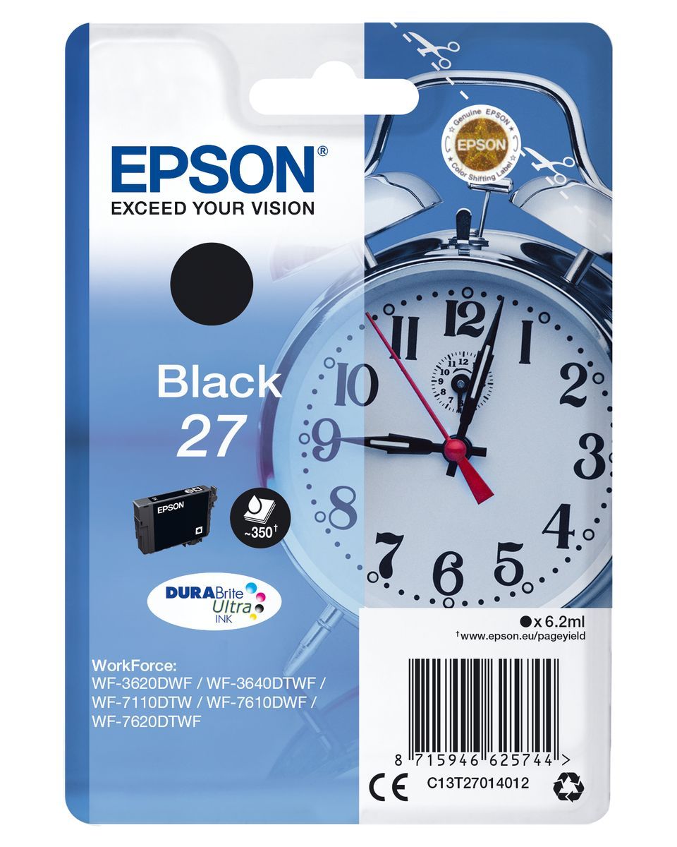 Epson Alarm clock Singlepack Black 27 DURABrite Ultra Ink [C13T27014012]