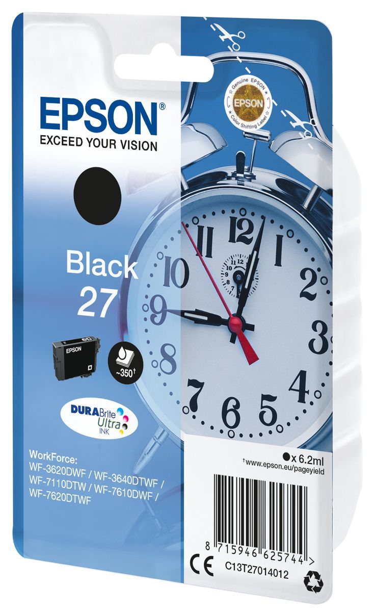 Epson Alarm clock Singlepack Black 27 DURABrite Ultra Ink [C13T27014012]