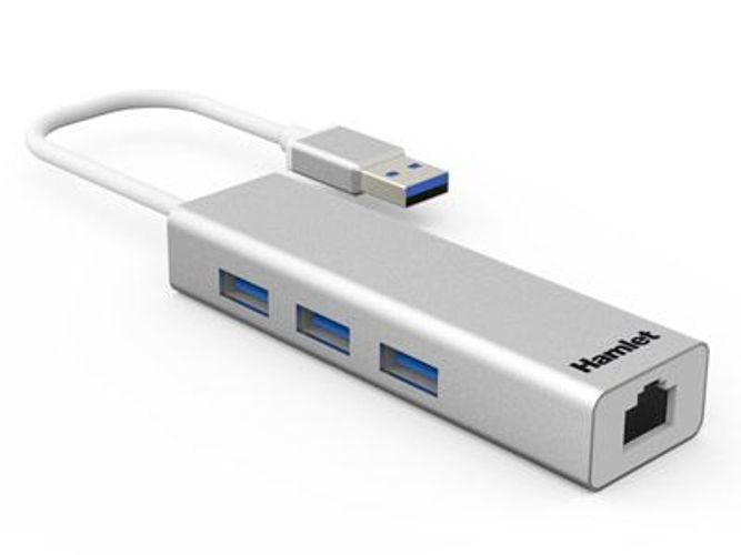 Hamlet XHUB330LAN replicatore di porte e docking station per notebook USB 3.2 Gen 1 (3.1 Gen 1) Type-A Argento [XHUB330LAN]
