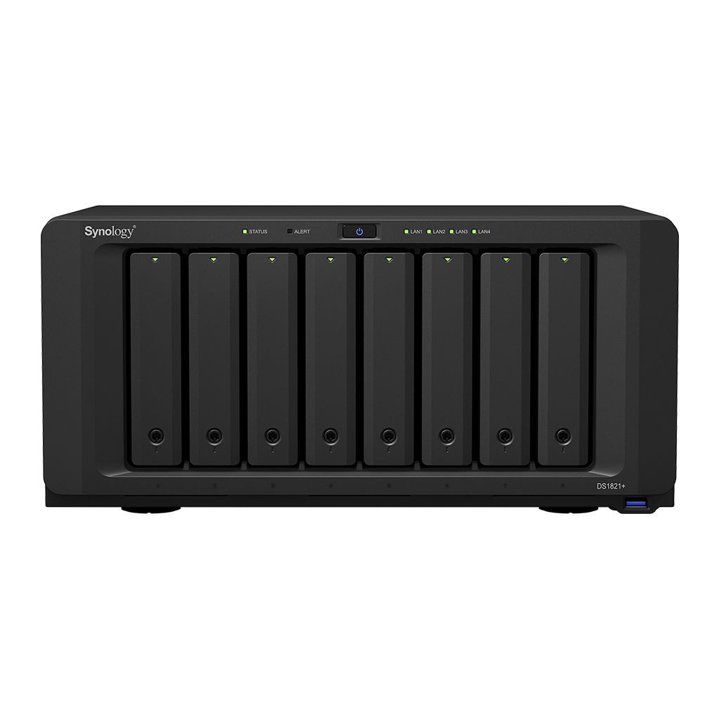 Synology DiskStation DS1821+ server NAS e di archiviazione Tower Ryzen Embedded V1500B 4 GB DDR4 0 TB DiskStation Manager Nero [DS1821+]