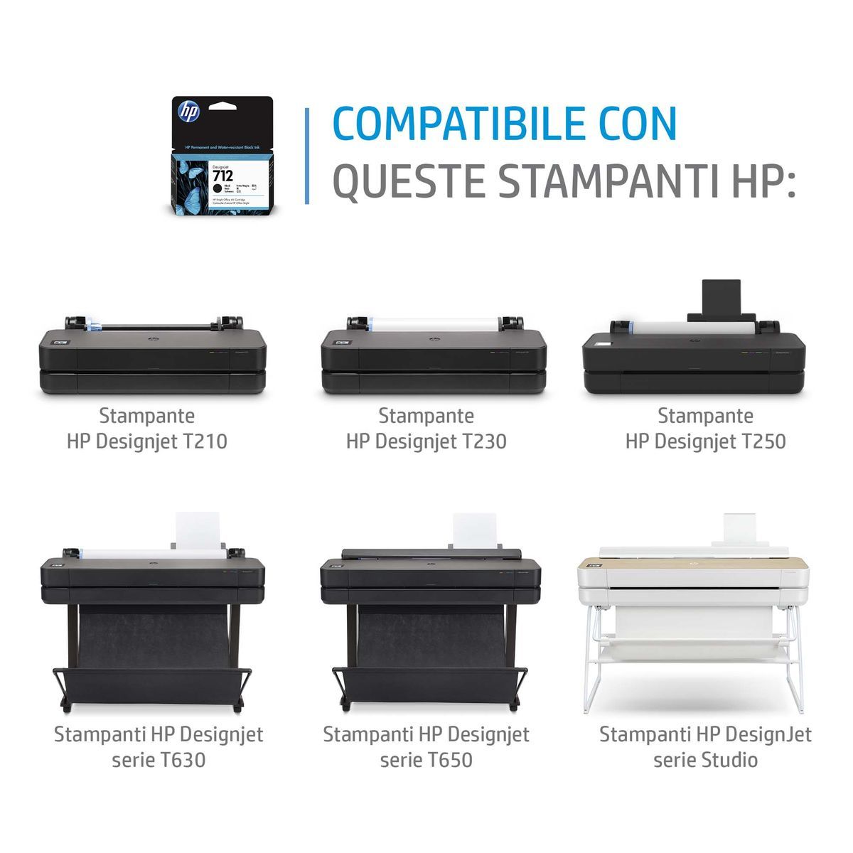 HP Cartuccia di inchiostro nero originale DesignJet 712 da 80 ml [3ED71A]