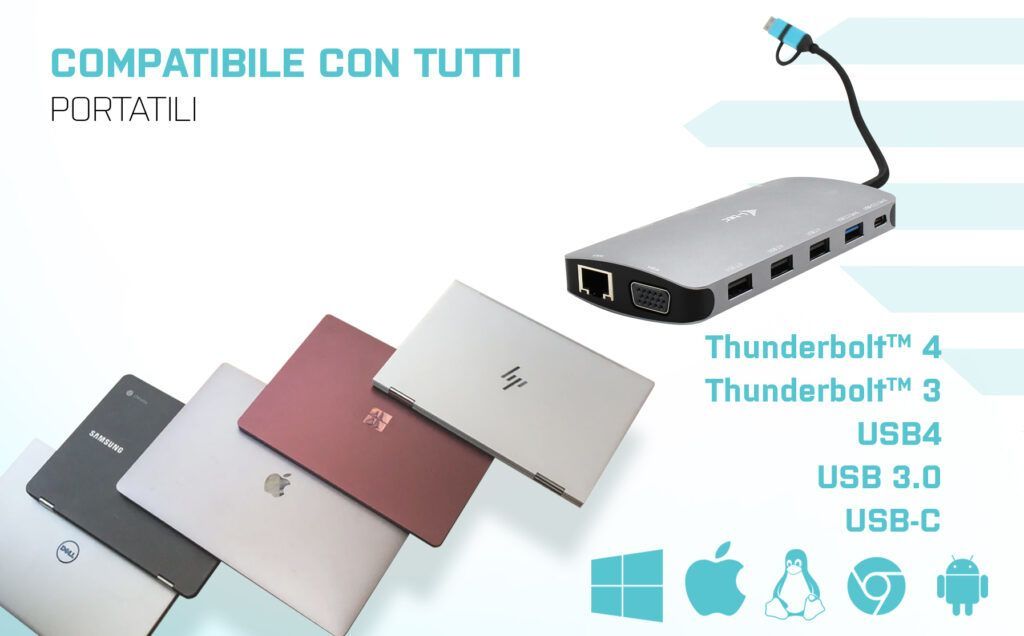 i-tec USB 3.0 USB-C/Thunderbolt 3x Display Metal Nano Dock with LAN + Power Delivery 100 W [CANANOTDOCKPD]