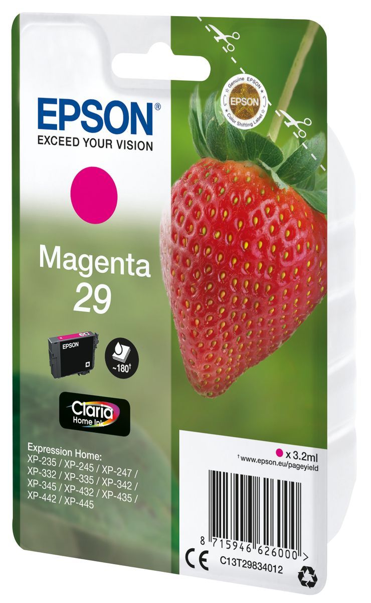 Epson Strawberry Singlepack Magenta 29 Claria Home Ink [C13T29834012]