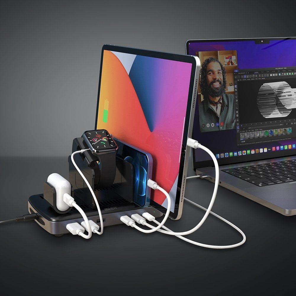 Lindy 73436 organizzatore per stazioni di carica Libera installazione Alluminio, Plastica Nero, Grigio [LINDY73436]