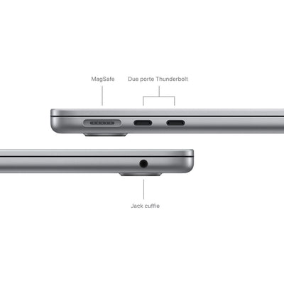 Apple MacBook Air 13": Chip M3 con CPU 8-core e GPU 8core, 256GB SSD - Grigio siderale [MC8G4T/A]