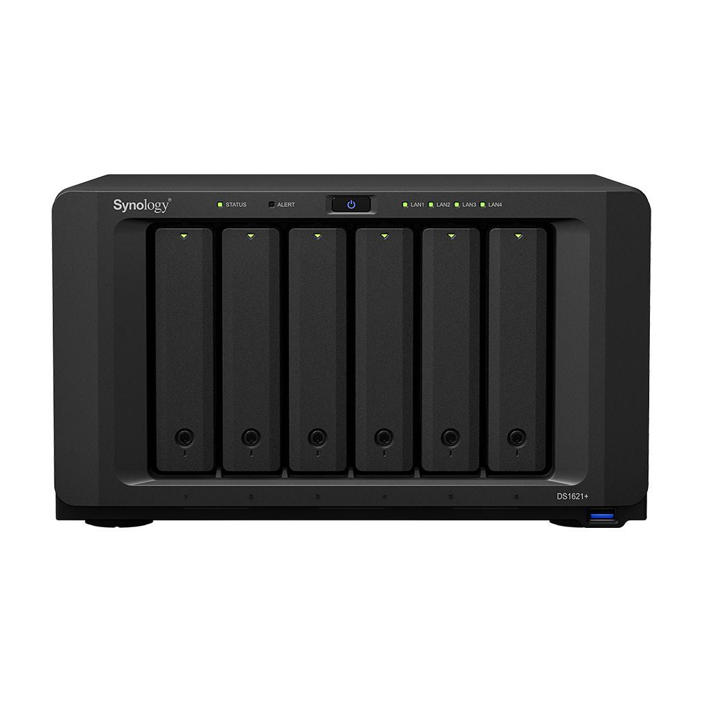Synology DiskStation DS1621+ server NAS e di archiviazione Desktop Ryzen Embedded V1500B 4 GB DDR4 0 TB DiskStation Manager Nero [DS1621+]