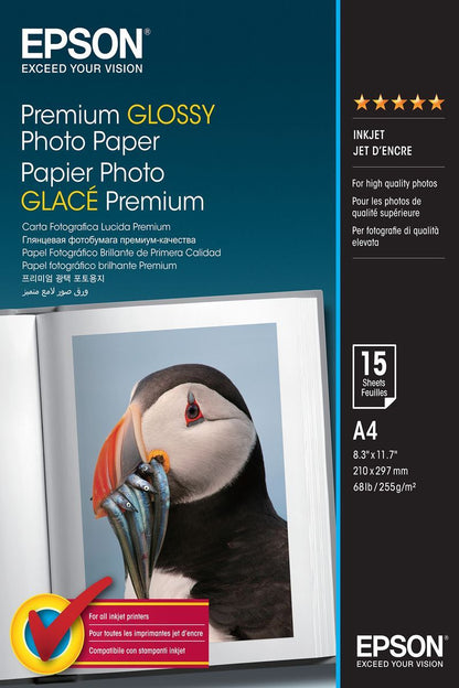 Epson Premium Glossy Photo Paper - A4 - 15 Fogli [C13S042155]