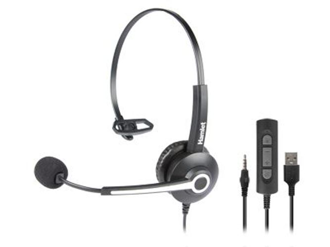 Hamlet HHEADM-UJM cuffia e auricolare Cablato A Padiglione Ufficio USB tipo A Nero [HHEADM-UJM]