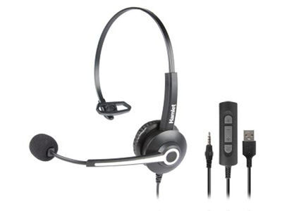 Hamlet HHEADM-UJM cuffia e auricolare Cablato A Padiglione Ufficio USB tipo A Nero [HHEADM-UJM]