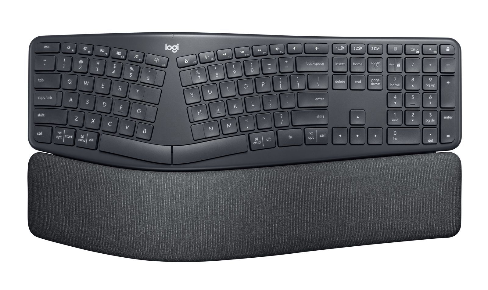 Logitech ERGO K860 for Business - Tastiera split ergonomica - Design ergonomico, tecnologia Logi Bolt sicura, Bluetooth, certificazione globale, Windows/Mac/Chrome/Linux - Graphite [920-010349]