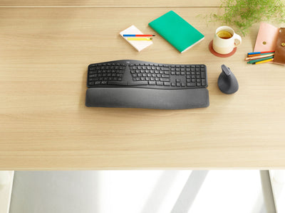 Logitech ERGO K860 for Business - Tastiera split ergonomica - Design ergonomico, tecnologia Logi Bolt sicura, Bluetooth, certificazione globale, Windows/Mac/Chrome/Linux - Graphite [920-010349]