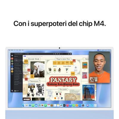 Apple iMac 24"Retina Display 4,5K, Chip M4 con CPU 10core, GPU 10core, 16GB, 512GB SSD, Blu [MWV33T/A]