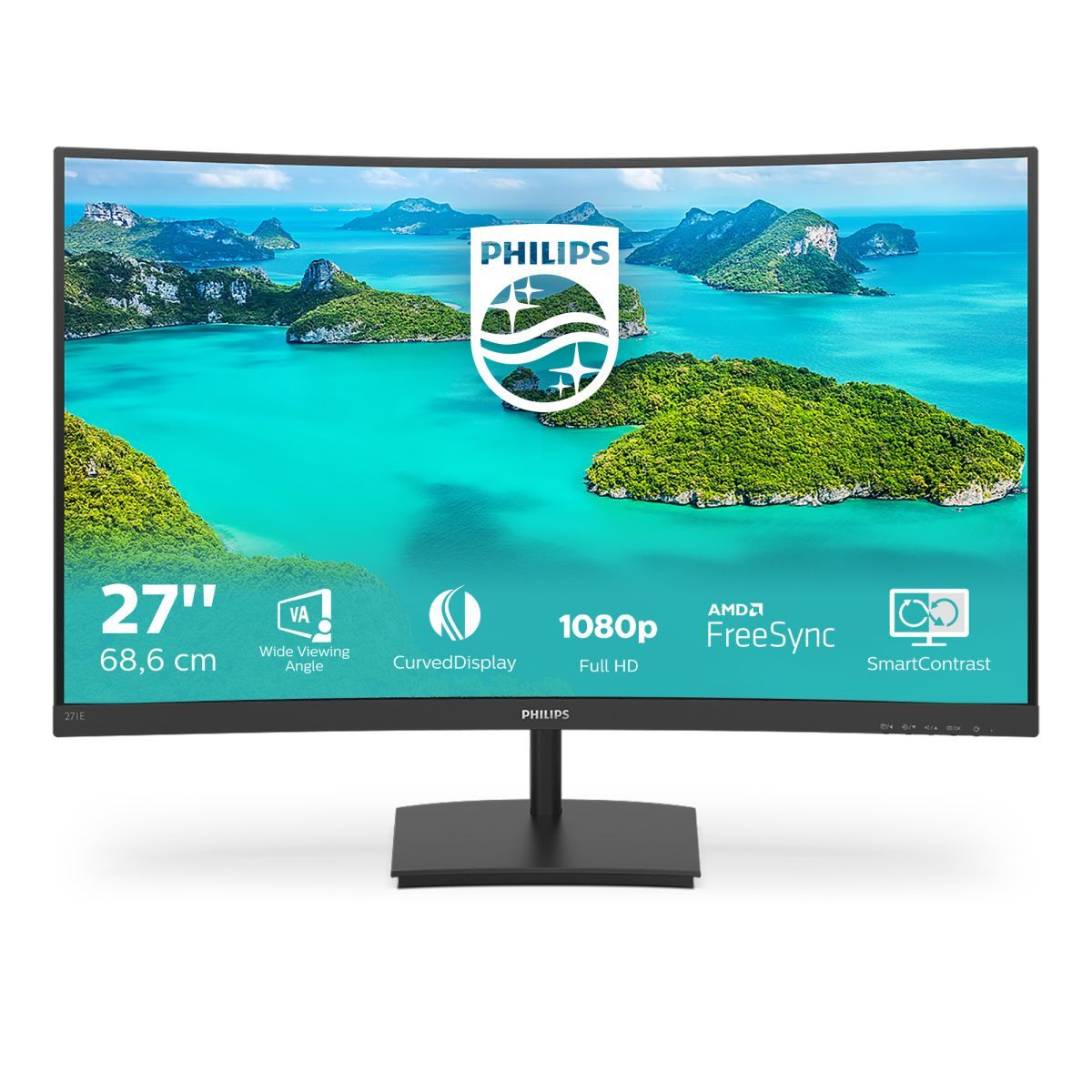 Philips E Line 271E1SCA/00 Monitor PC 68,6 cm (27") 1920 x 1080 Pixel Full HD LCD Nero [271E1SCA/00]