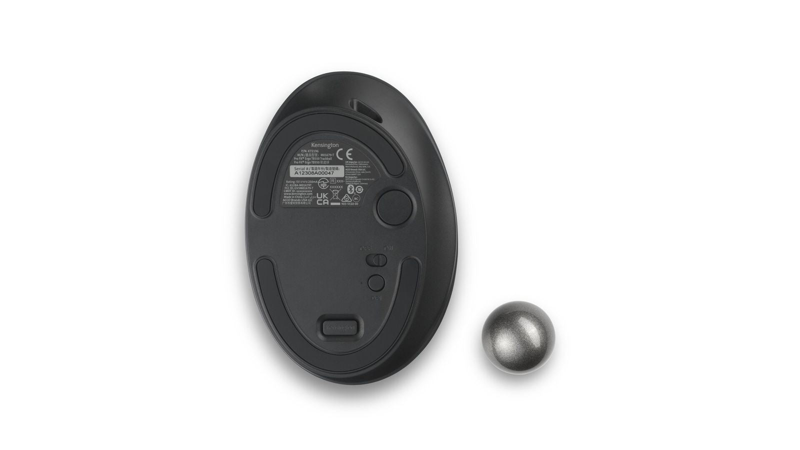 Kensington Pro Fit Ergo TB550 mouse Ufficio Mano destra RF senza fili + Bluetooth Trackball 1600 DPI [K72196WW]