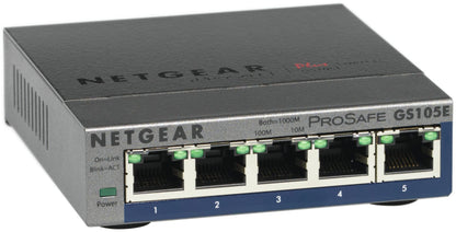 NETGEAR GS105E-200PES switch di rete Gestito L2/L3 Gigabit Ethernet (10/100/1000) Grigio [GS105E-200PES]
