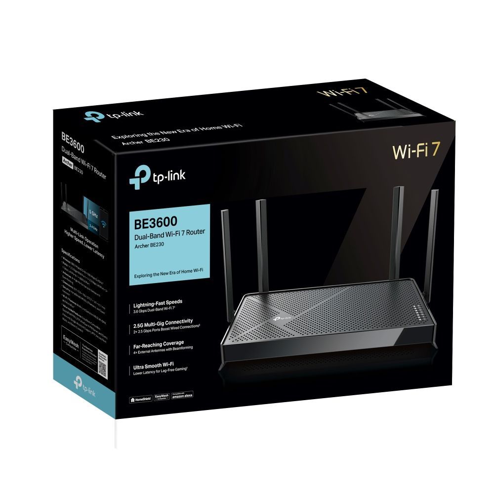 TP-Link Archer BE230 router wireless 2.5 Gigabit Ethernet Dual-band (2.4 GHz/5 GHz) Nero [ARCHERBE230]