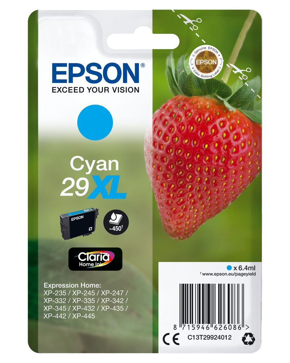 Epson Strawberry Cartuccia Fragole Ciano Inchiostri Claria Home 29XL [C13T29924012]