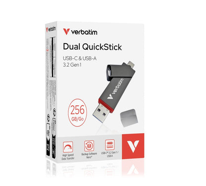 Verbatim Dual QuickStick unità flash USB 256 GB USB Type-A / USB Type-C 3.2 Gen 1 (3.1 Gen 1) Grigio [32041]