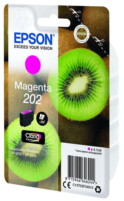 Epson Kiwi Singlepack Magenta 202 Claria Premium Ink [C13T02F34010]