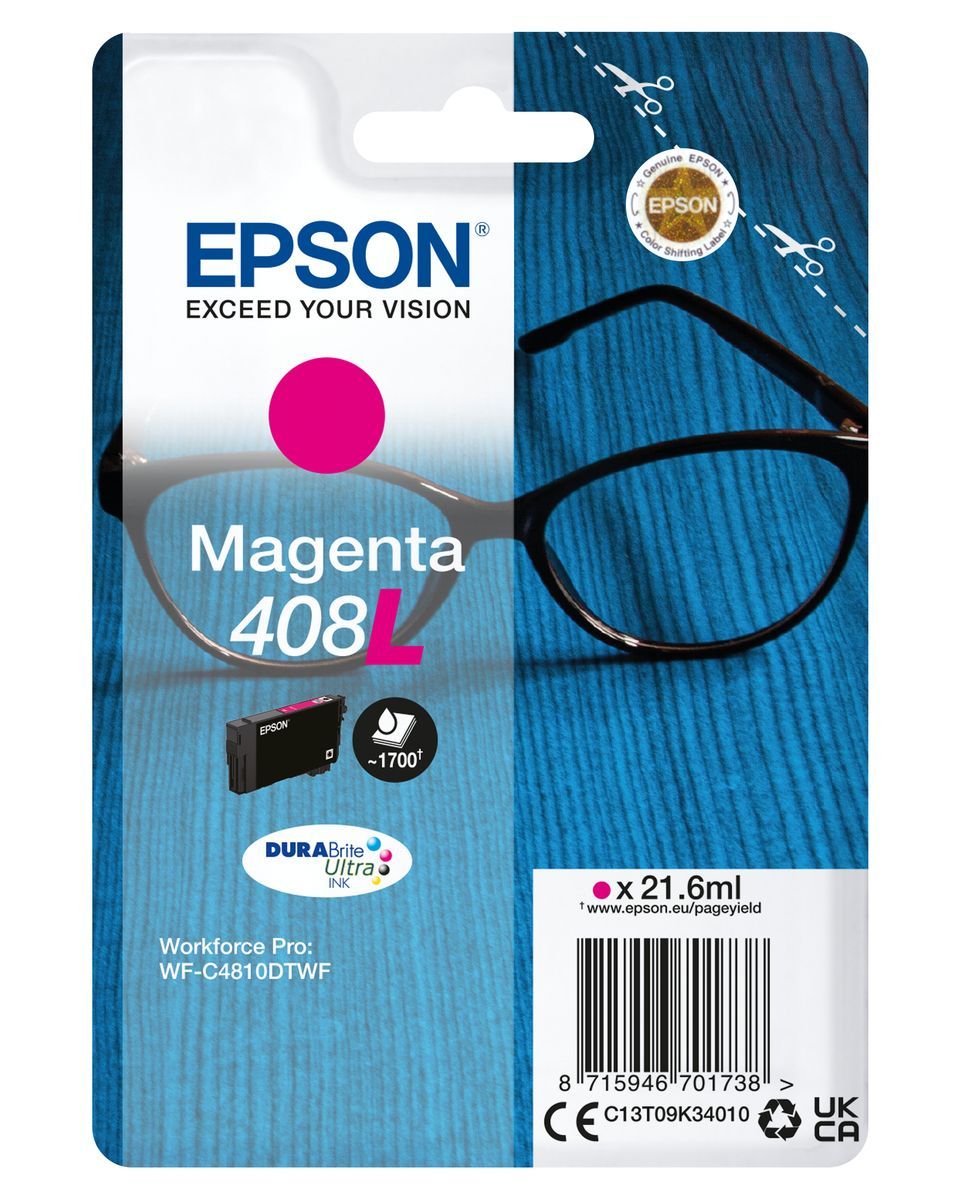 Epson Singlepack Magenta 408L DURABrite Ultra Ink [C13T09K34010]