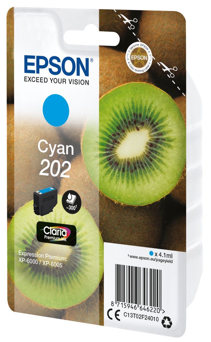 Epson Kiwi Singlepack Cyan 202 Claria Premium Ink [C13T02F24010]