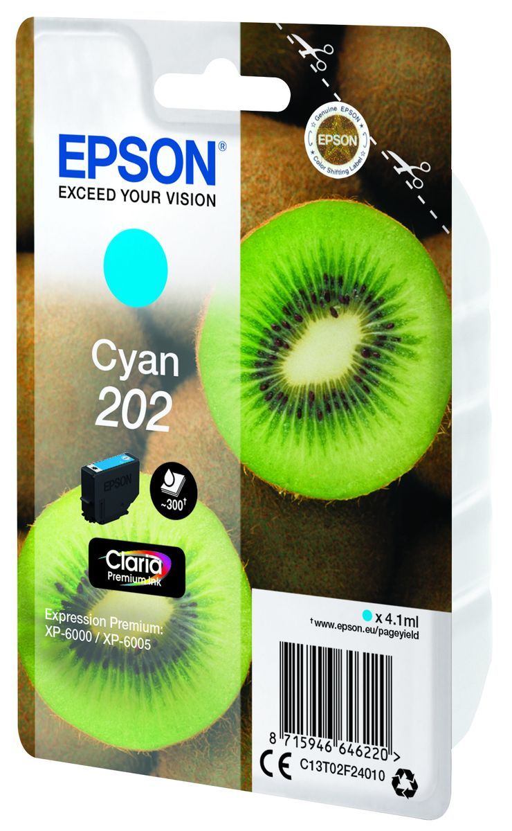 Epson Kiwi Singlepack Cyan 202 Claria Premium Ink [C13T02F24010]