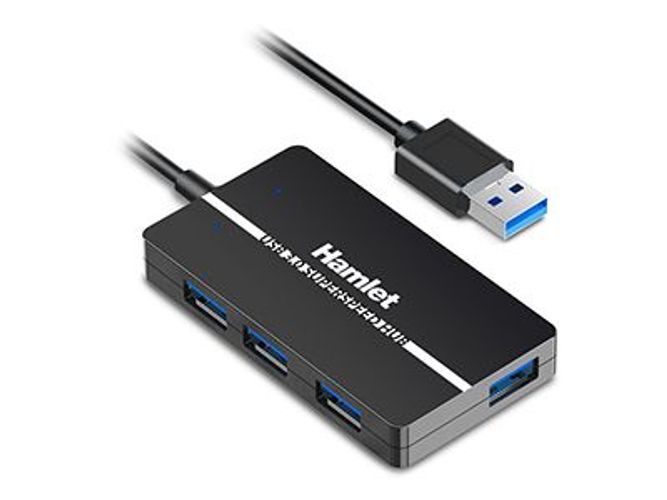 Hamlet XHUB-04U3 hub di interfaccia USB 3.2 Gen 1 (3.1 Gen 1) Type-A 5000 Mbit/s Nero [XHUB-04U3]