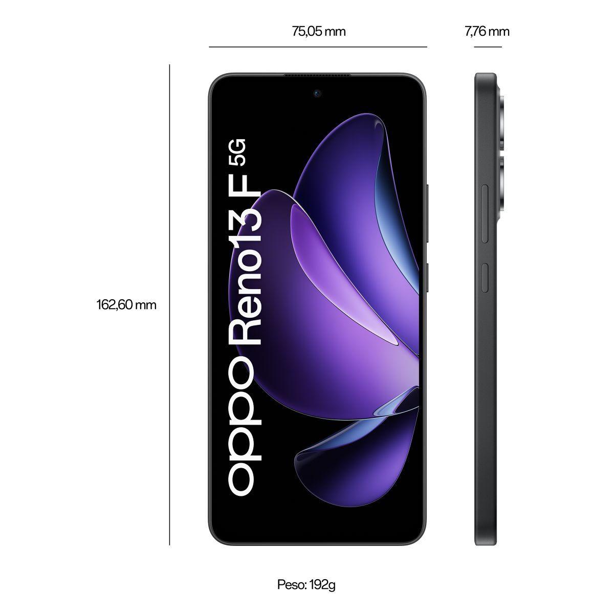 OPPO Reno13 F 5G AI Smartphone, Tripla fotocamera 50+8+2MP, Selfie 32MP, Display 6.67 120HZ AMOLED FHD+, 5800mAh, RAM 8GB(Esp4GB/6GB/8GB)+ROM 256GB, [Versione Italia], Graphite Grey [110010234356]