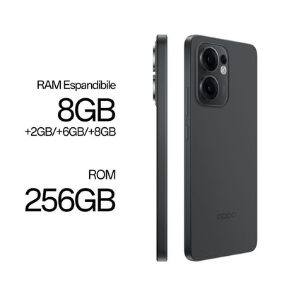 OPPO Reno13 F 5G AI Smartphone, Tripla fotocamera 50+8+2MP, Selfie 32MP, Display 6.67 120HZ AMOLED FHD+, 5800mAh, RAM 8GB(Esp4GB/6GB/8GB)+ROM 256GB, [Versione Italia], Graphite Grey [110010234356]
