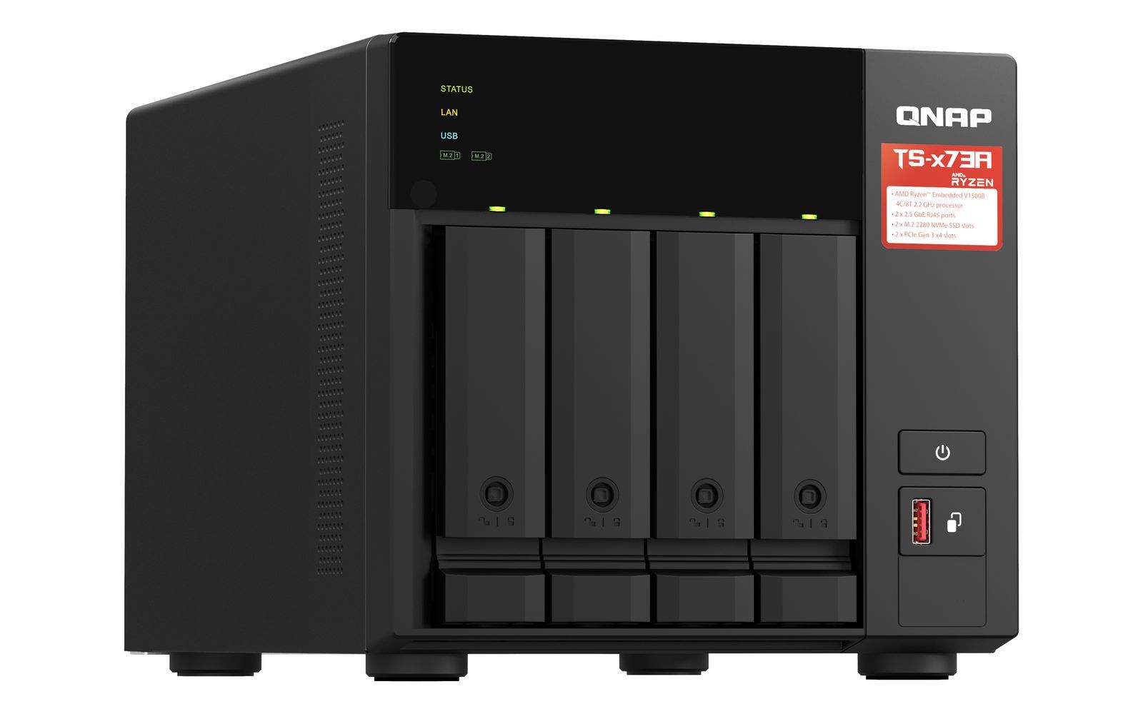 QNAP TS-473A + QSW-1105-5T Bundle Pack NAS Tower Ryzen Embedded V1500B 8 GB DDR4 0 TB QNAP Turbo System Nero [TS-473A-SW5T]