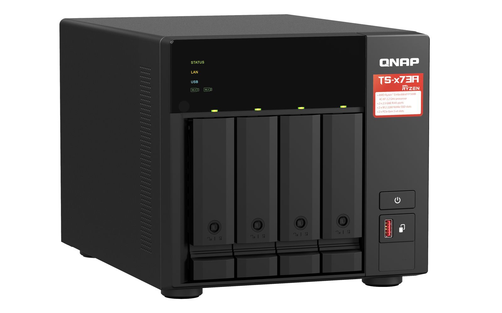 QNAP TS-473A + QSW-1105-5T Bundle Pack NAS Tower Ryzen Embedded V1500B 8 GB DDR4 0 TB QNAP Turbo System Nero [TS-473A-SW5T]