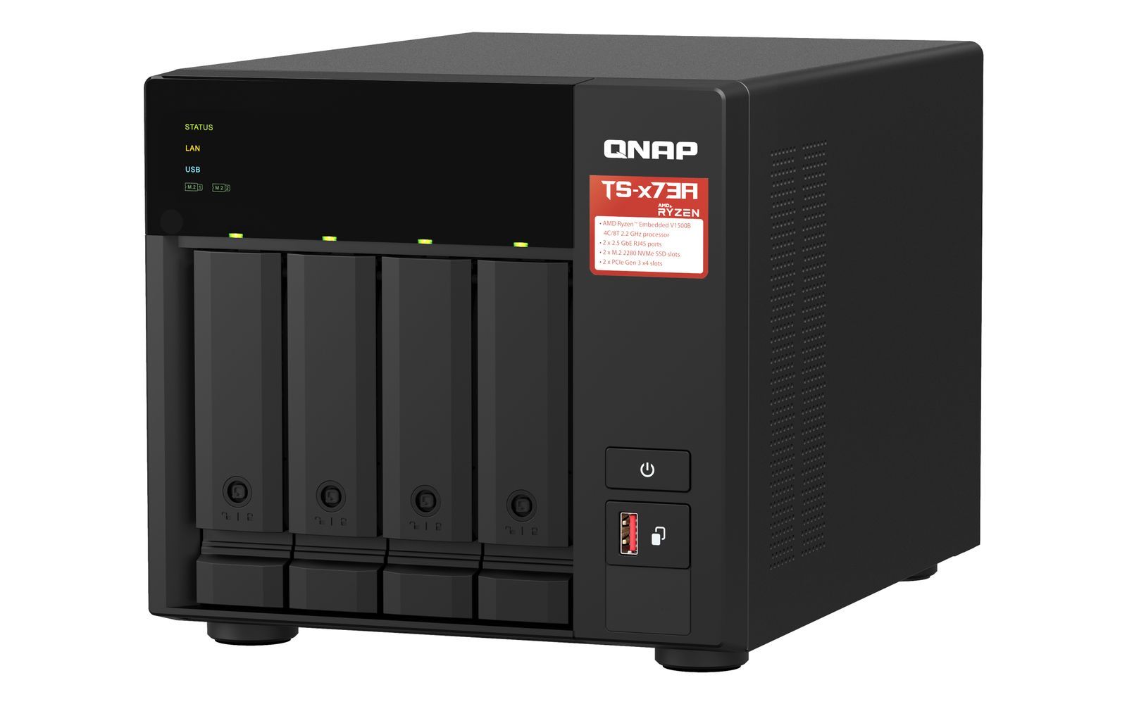 QNAP TS-473A + QSW-1105-5T Bundle Pack NAS Tower Ryzen Embedded V1500B 8 GB DDR4 0 TB QNAP Turbo System Nero [TS-473A-SW5T]