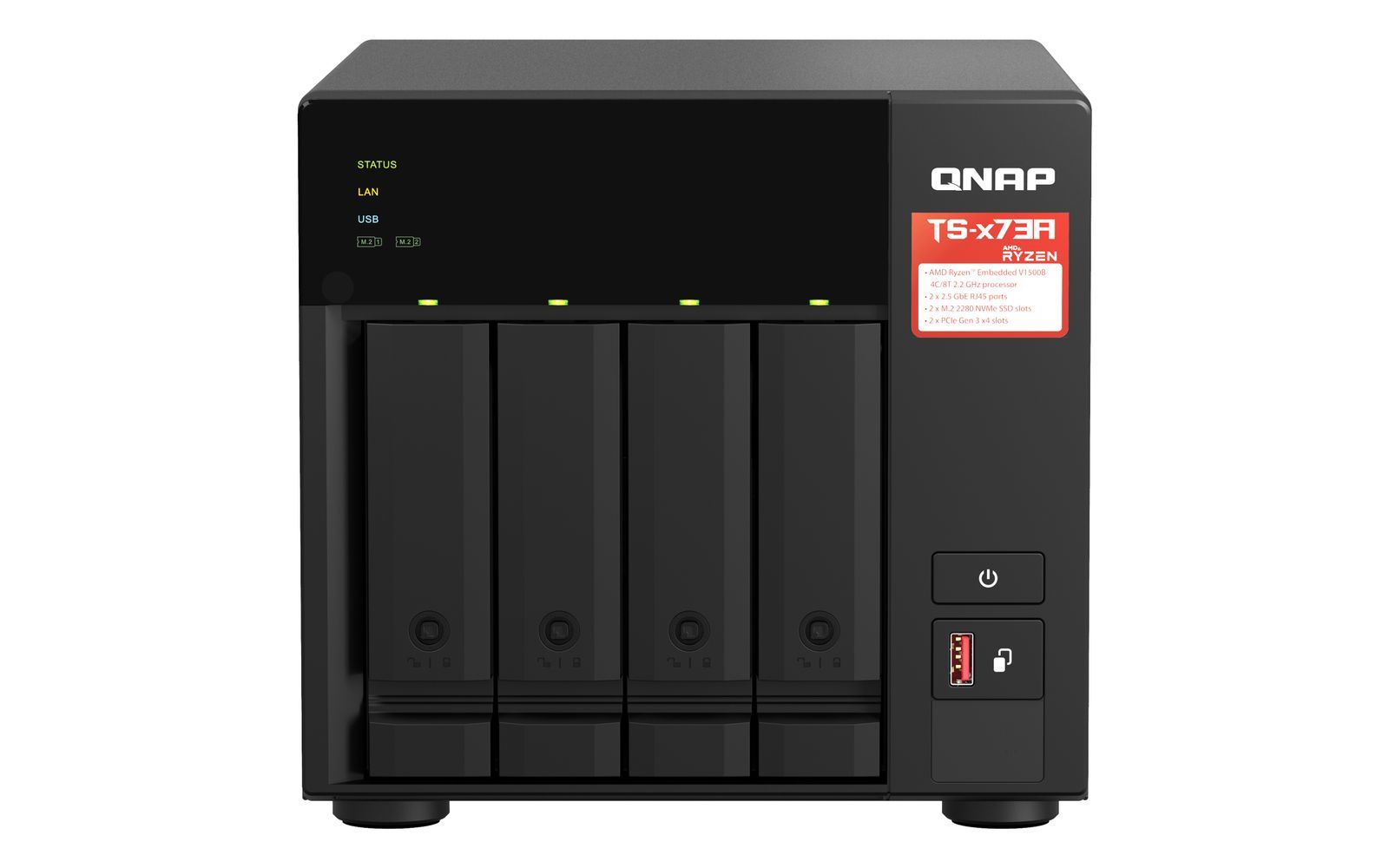 QNAP TS-473A + QSW-1105-5T Bundle Pack NAS Tower Ryzen Embedded V1500B 8 GB DDR4 0 TB QNAP Turbo System Nero [TS-473A-SW5T]