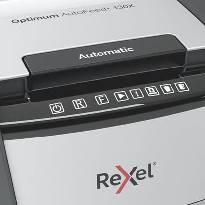 Rexel Optimum AutoFeed+ 130X distruggi documenti Triturazione incrociata 55 dB 22 cm Nero, Argento [2020130XEU]