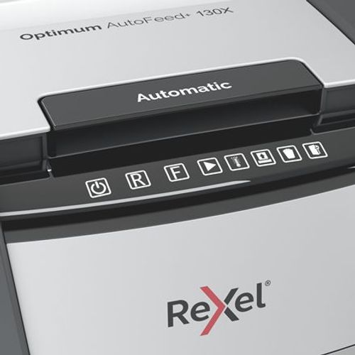 Rexel Optimum AutoFeed+ 130X distruggi documenti Triturazione incrociata 55 dB 22 cm Nero, Argento [2020130XEU]