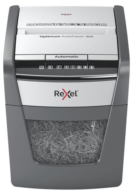 Rexel Distruggidocumenti automatico Optimum AutoFeed+ 50X con taglio a frammenti [2020050XEU]